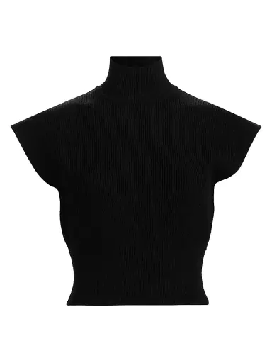 Rick Owens Women's Concordians Wool Turtleneck Top - Black - Size Large | Thumbnail 1