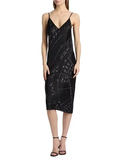 Rick Owens Women's Natal Chart Print Slipdress - Black Milk - Size 8 | Thumbnail 3