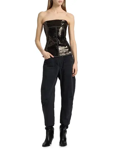 Rick Owens Women's Concordians Sequined Bustier Top - Black Bronze - Size 2 | Thumbnail 2