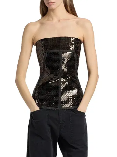 Rick Owens Women's Concordians Sequined Bustier Top - Black Bronze - Size 2 | Thumbnail 3