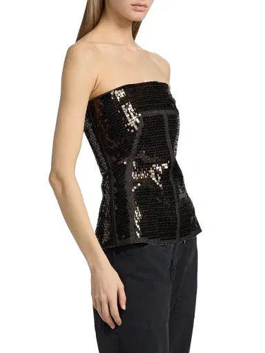 Rick Owens Women's Concordians Sequined Bustier Top - Black Bronze - Size 2 | Thumbnail 4