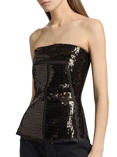 Rick Owens Women's Concordians Sequined Bustier Top - Black Bronze - Size 2 | Thumbnail 6