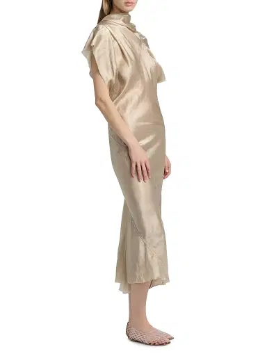 Rick Owens Women's Temple Seb Satin Draped Cocktail Dress - Sand - Size 8 | Thumbnail 4