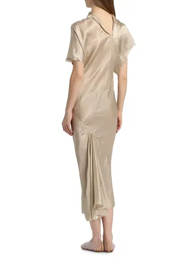 Rick Owens Women's Temple Seb Satin Draped Cocktail Dress - Sand - Size 8 | Thumbnail 5
