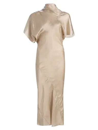 Rick Owens Women's Temple Seb Satin Draped Cocktail Dress - Sand - Size 8 | Thumbnail 1