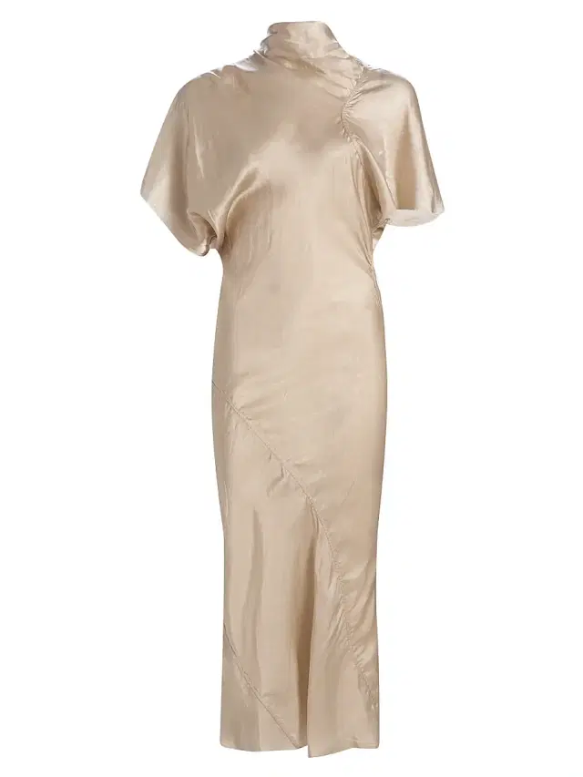 Women's Temple Seb Satin Draped Cocktail Dress - Sand