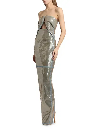 Rick Owens Women's Temple Prong Sequined Gown - Blue Sand - Size 6 | Thumbnail 4 Rick Owens Women's Temple Prong Sequined Gown - Blue Sand - Size 6 | Thumbnail 4