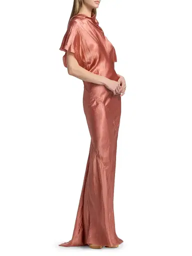 Rick Owens Women's Temple Seb Satin Draped Gown - Coral | Thumbnail 4