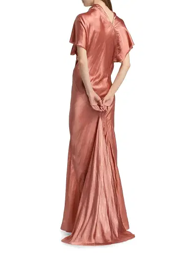 Rick Owens Women's Temple Seb Satin Draped Gown - Coral | Thumbnail 5