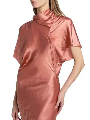 Rick Owens Women's Temple Seb Satin Draped Gown - Coral | Thumbnail 6