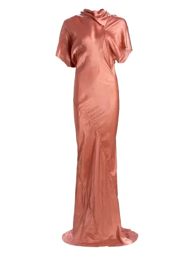 Rick Owens Women's Temple Seb Satin Draped Gown - Coral | Thumbnail 1
