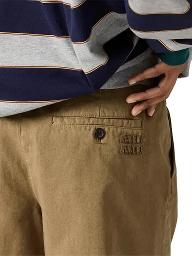 Miu Miu Women's Old Gabardine Bermuda Shorts - Khaki - Size 6 | Thumbnail 6 Miu Miu Women's Old Gabardine Bermuda Shorts - Khaki - Size 6 | Thumbnail 6