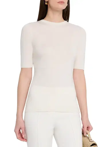 Fabiana Filippi Women's Cashmere-Silk Short-Sleeve Crewneck Sweater - Rafia - Size 14 | Thumbnail 3 Fabiana Filippi Women's Cashmere-Silk Short-Sleeve Crewneck Sweater - Rafia - Size 14 | Thumbnail 3