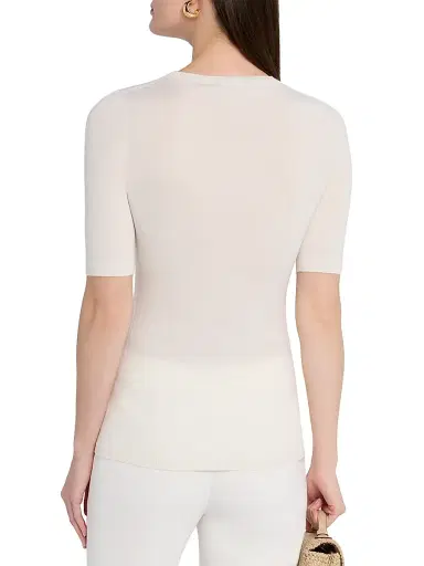 Fabiana Filippi Women's Cashmere-Silk Short-Sleeve Crewneck Sweater - Rafia - Size 14 | Thumbnail 4 Fabiana Filippi Women's Cashmere-Silk Short-Sleeve Crewneck Sweater - Rafia - Size 14 | Thumbnail 4