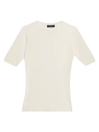 Fabiana Filippi Women's Cashmere-Silk Short-Sleeve Crewneck Sweater - Rafia - Size 14 | Thumbnail 1 Fabiana Filippi Women's Cashmere-Silk Short-Sleeve Crewneck Sweater - Rafia - Size 14 | Thumbnail 1