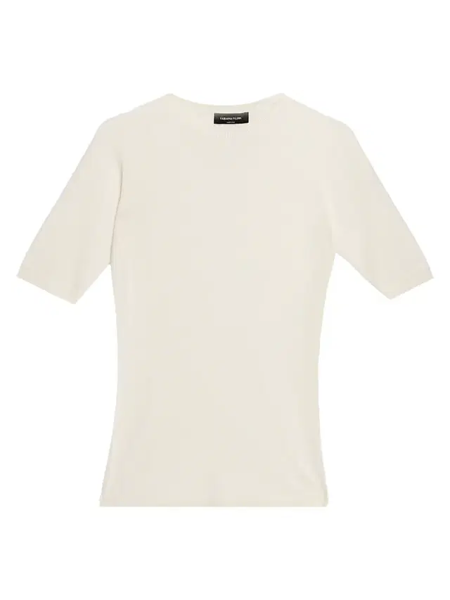 Women's Cashmere-Silk Short-Sleeve Crewneck Sweater - Rafia