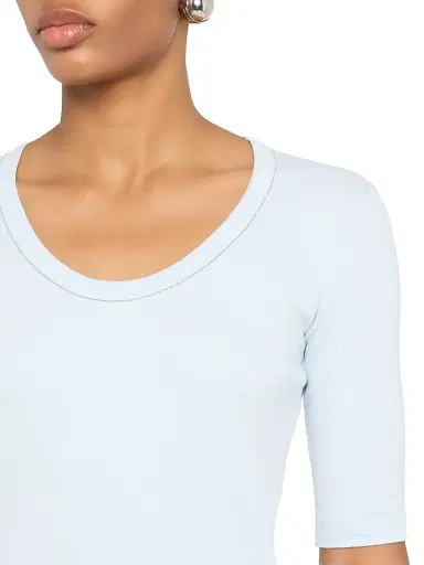 Fabiana Filippi Women's Jersey Cotton U-Neck T-Shirt - Acqua - Size 12 | Thumbnail 5