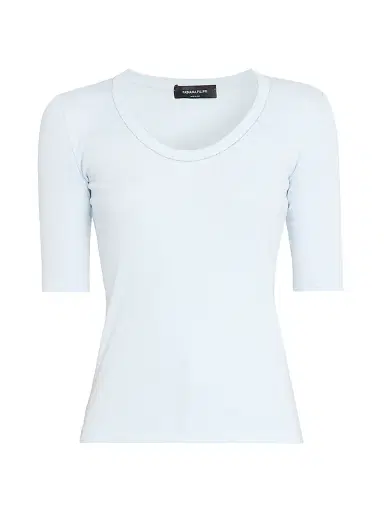 Fabiana Filippi Women's Jersey Cotton U-Neck T-Shirt - Acqua - Size 12 | Thumbnail 1