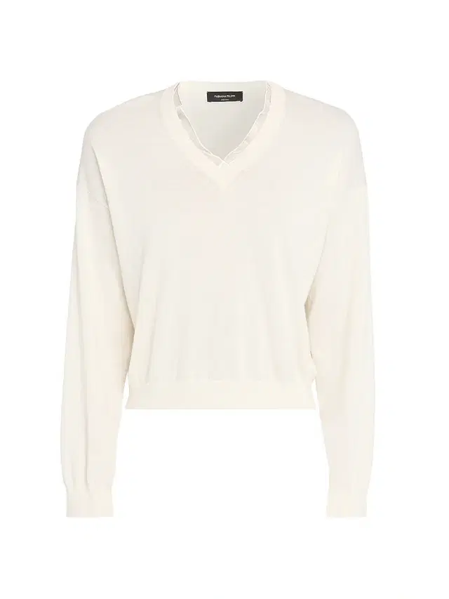 Women's Tulle V-Neck Wool-Cotton Sweater - Burro