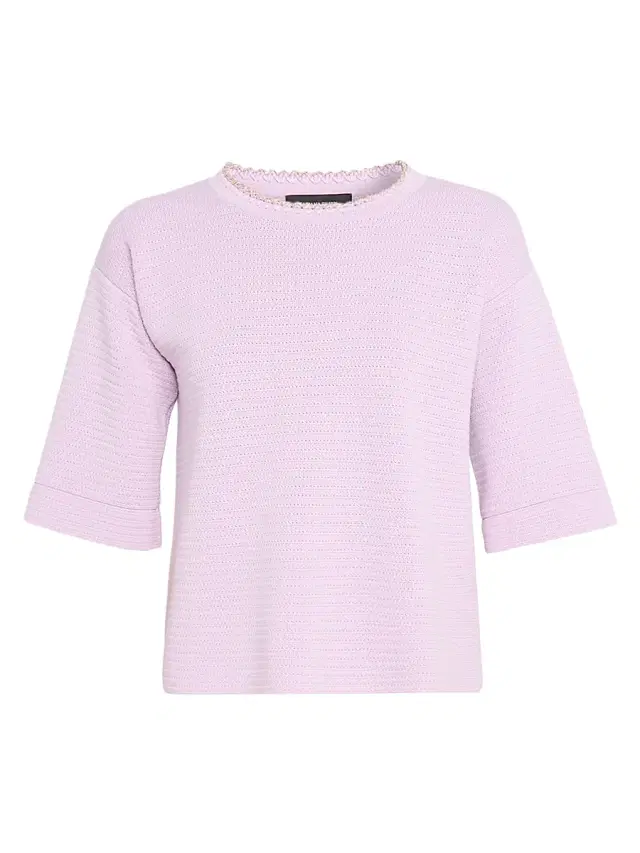 Fabiana Filippi Women's Basket Weave Short-Sleeve Sweater - Rosa Lilla