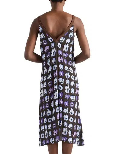 Prada Women's Floral Print Marocain Dress - Purple - Size 6 | Thumbnail 3