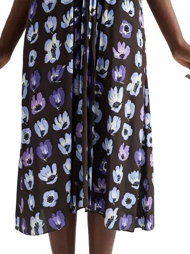Prada Women's Floral Print Marocain Dress - Purple - Size 6 | Thumbnail 4