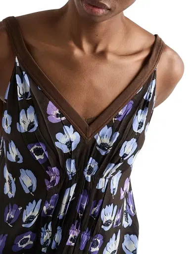 Prada Women's Floral Print Marocain Dress - Purple - Size 6 | Thumbnail 5