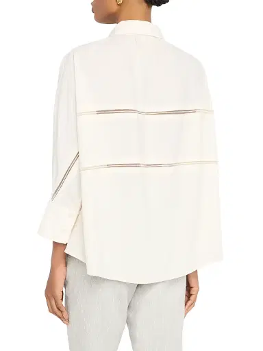 Fabiana Filippi Women's Bistretch Wool Tulle-Trim Button-Front Shirt - Burro - Size 8 | Thumbnail 4 Fabiana Filippi Women's Bistretch Wool Tulle-Trim Button-Front Shirt - Burro - Size 8 | Thumbnail 4