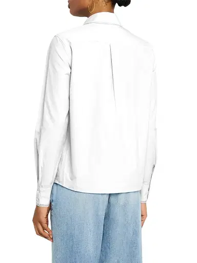 Fabiana Filippi Women's Tulle-Trim Cotton Poplin Button-Front Shirt - Bianco Cotton - Size 0 | Thumbnail 4