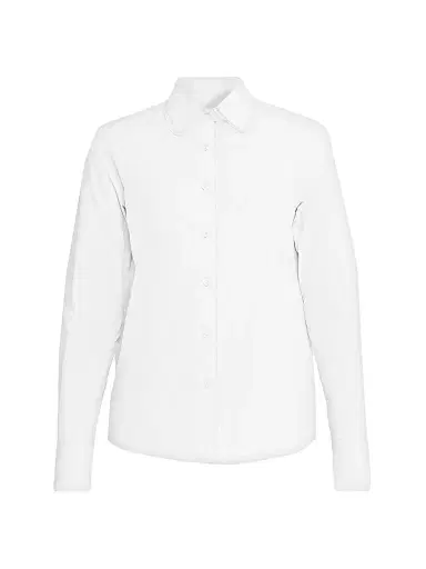 Fabiana Filippi Women's Tulle-Trim Cotton Poplin Button-Front Shirt - Bianco Cotton - Size 0 | Thumbnail 1