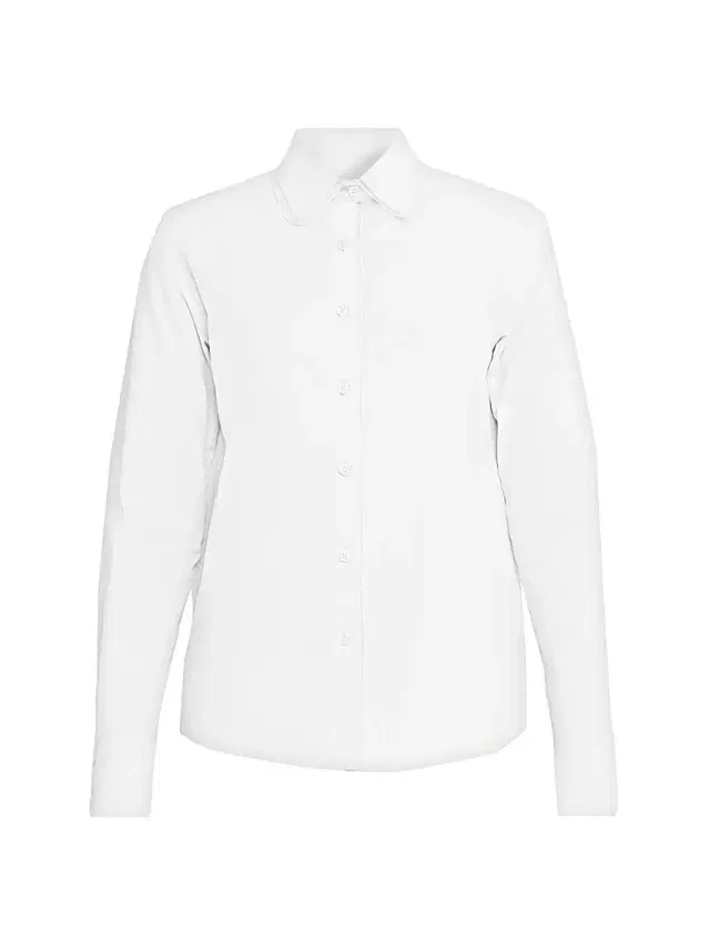 Fabiana Filippi Women's Tulle-Trim Cotton Poplin Button-Front Shirt - Bianco Cotton