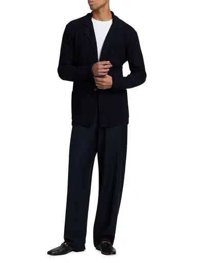 Giorgio Armani Men's Wool-Blend Knit Blazer - Solid Medieval | Thumbnail 2 Giorgio Armani Men's Wool-Blend Knit Blazer - Solid Medieval | Thumbnail 2