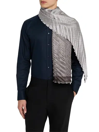 Giorgio Armani Men's Geometric Reversible Silk Scarf - Chocolate | Thumbnail 3