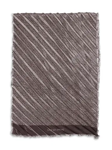 Giorgio Armani Men's Geometric Reversible Silk Scarf - Chocolate | Thumbnail 1
