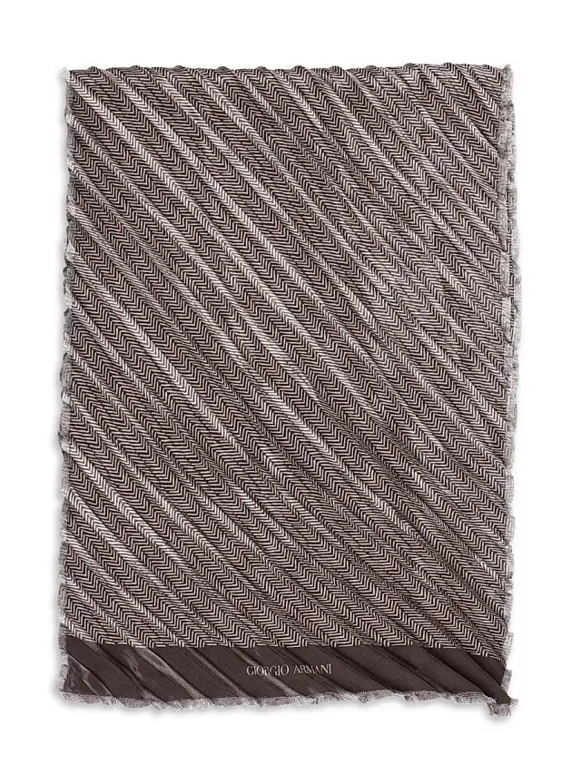 Giorgio Armani Men's Geometric Reversible Silk Scarf - Chocolate