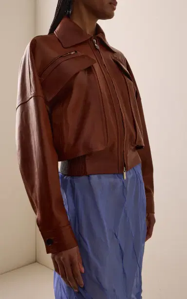 Versace Cropped Leather Jacket | Thumbnail 4