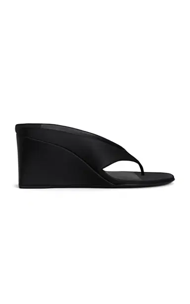 ALAÏA Satin Wedge Thong Mules | Thumbnail 1