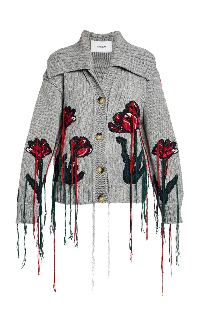 Embroidered Knit Wool-Cotton Jacket