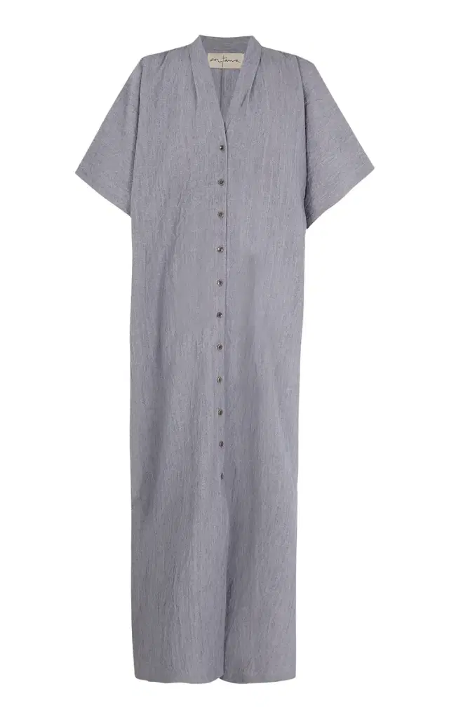 Cortana Camila Linen Button-Front Maxi Dress