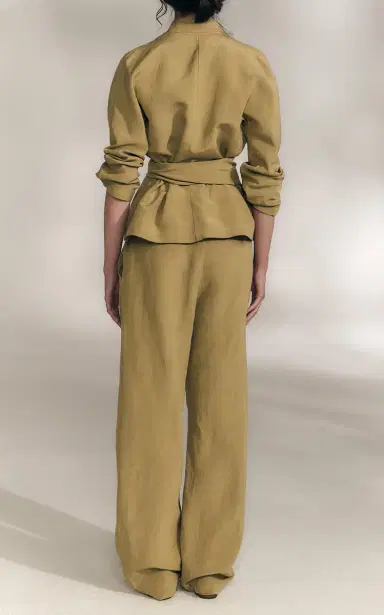 Cortana Mel High-Rise Straight-Leg Linen-Silk Pants | Thumbnail 4