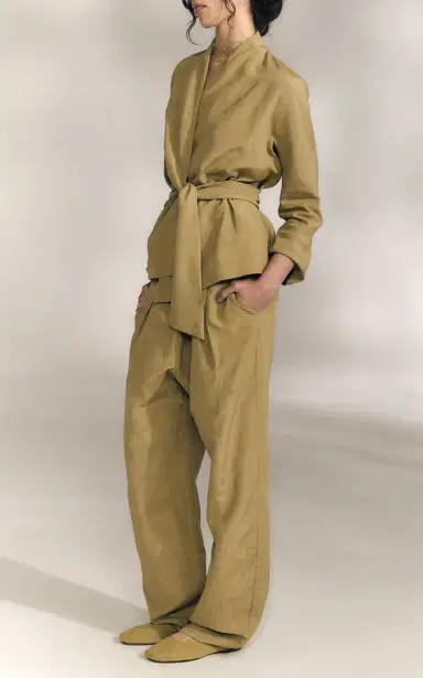 Cortana Mel High-Rise Straight-Leg Linen-Silk Pants | Thumbnail 5
