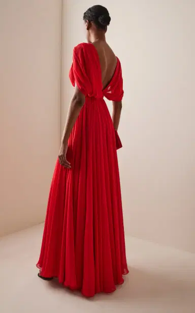 Giambattista Valli Gathered Georgette Dress | Thumbnail 4