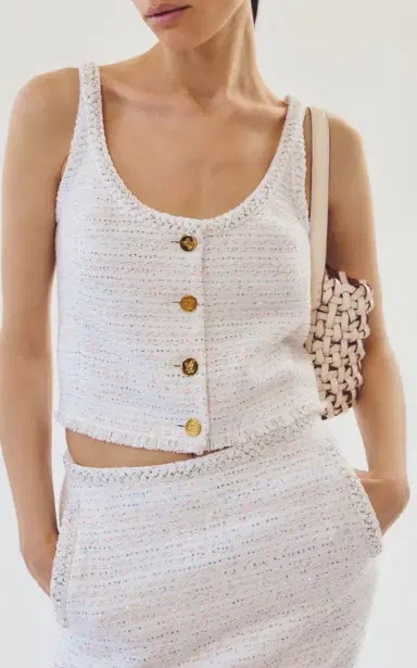 Giambattista Valli Tweed Sorbet Cropped Top | Thumbnail 2