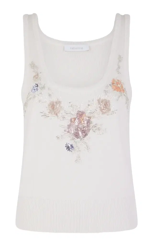 Wool-Cashmere Embroidered Tank Top