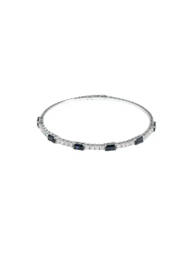 Wish Fine Jewelry 2.75ct Diamond Blue Sapphire 14K Gold Flexible Bangle Bracelet | Thumbnail 1 Wish Fine Jewelry 2.75ct Diamond Blue Sapphire 14K Gold Flexible Bangle Bracelet | Thumbnail 1