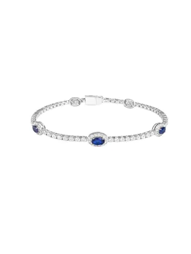 Wish Fine Jewelry 4.80ct Diamond Blue Sapphire 18K Gold Stationed Tennis Bracelet | Thumbnail 1 Wish Fine Jewelry 4.80ct Diamond Blue Sapphire 18K Gold Stationed Tennis Bracelet | Thumbnail 1