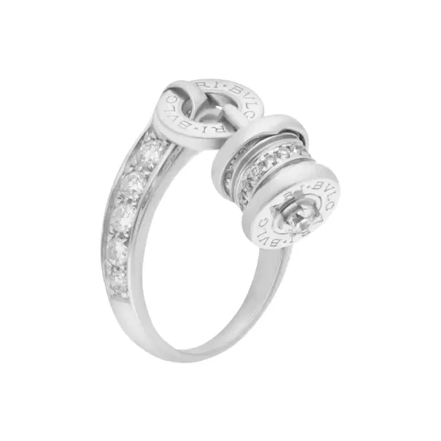 Bulgari Bulgari B.Zero1 18K White Gold Diamond Charm Dangling Ring Sz. 6 by The Solist