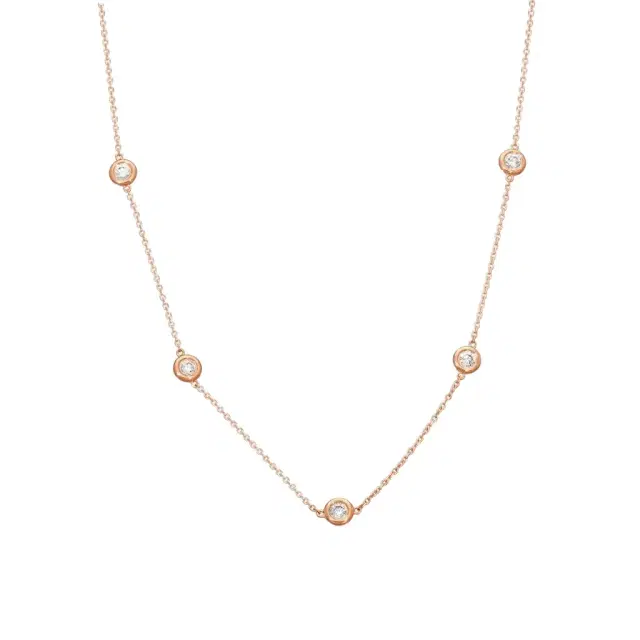 Ina Mar Ina Mar 14K Rose Gold 1.00 ctw Round Diamond Bezel Station Necklace by The Solist