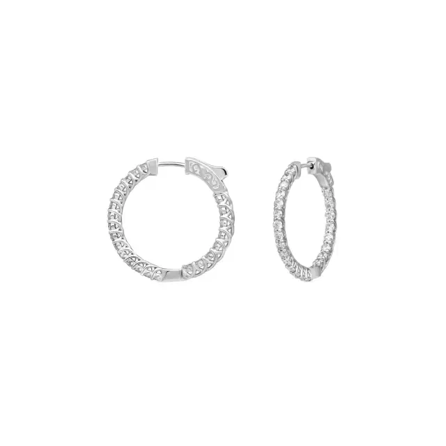 Ina Mar Ina Mar 14K White Gold 2.00 ctw Round Diamond Hoop Earrings by The Solist