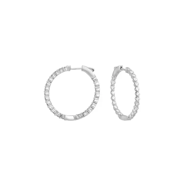 Ina Mar Ina Mar 14K White Gold 2.00 ctw Round Diamond Shared Prong Hoop Earrings by The Solist